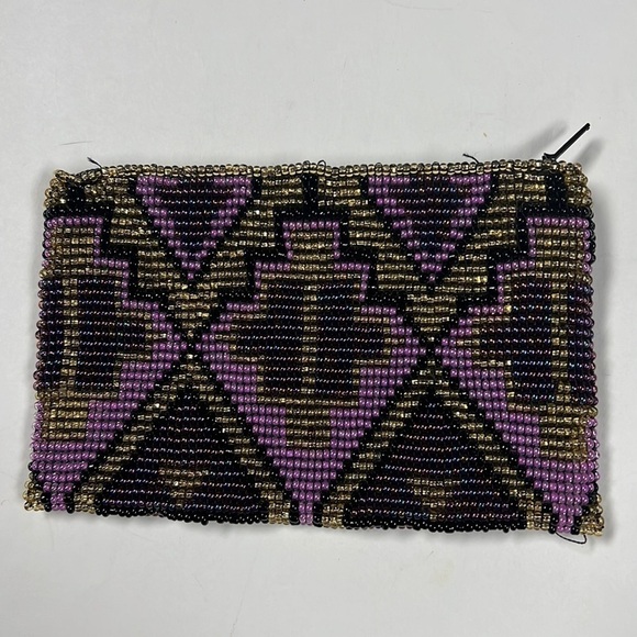Fully Beaded Zipper Wallet Credit Card Holder - Picture 1 of 4